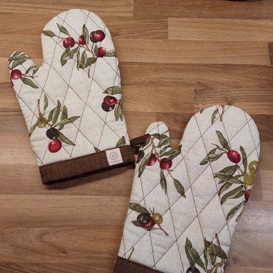 Olive Print Oven Gloves